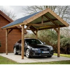 Carport THURAC 17,89m² En Bois Massif Avec Toit Bac Acier HABRITA -Boutique De Jardin carport thurac 1789m en bois massif avec toit bac acier habrita 2