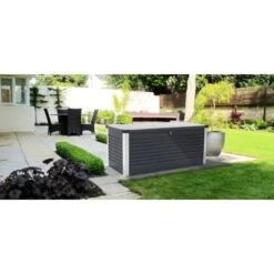 Coffre De Rangement En Métal Anthracite 1000L Patio Box 1,46m² TRIMETALS -Boutique De Jardin coffre de rangement en metal anthracite 1000l patio box 146m trimetals 4