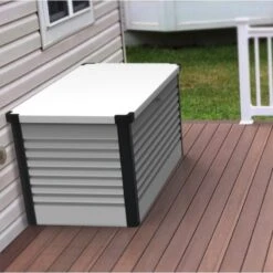 Coffre De Rangement En Métal Blanc 1000L Patio Box 1,46m² TRIMETALS -Boutique De Jardin coffre de rangement en metal blanc 1000l patio box 146m trimetals 5