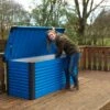 Coffre De Rangement En Métal Bleu 1000L Patio Box 1,46m² TRIMETALS -Boutique De Jardin coffre de rangement en metal bleu 1000l patio box 146m trimetals