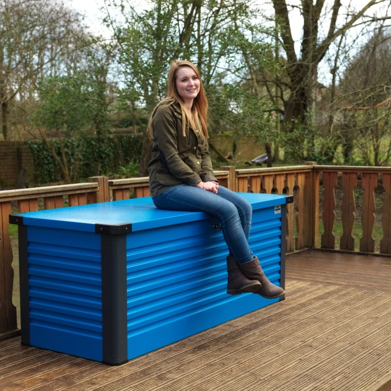 Coffre De Rangement En Métal Bleu 750L Patio Box 1,06m² TRIMETALS 3 Coffre De Rangement En Métal Bleu 750L Patio Box 1,06m² TRIMETALS