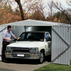 Garage 13,50m² En Acier Galvanisé Finition Zincalume Gris Melton - Absco -Boutique De Jardin garage 1350m en metal melton finition zincalume absco 4