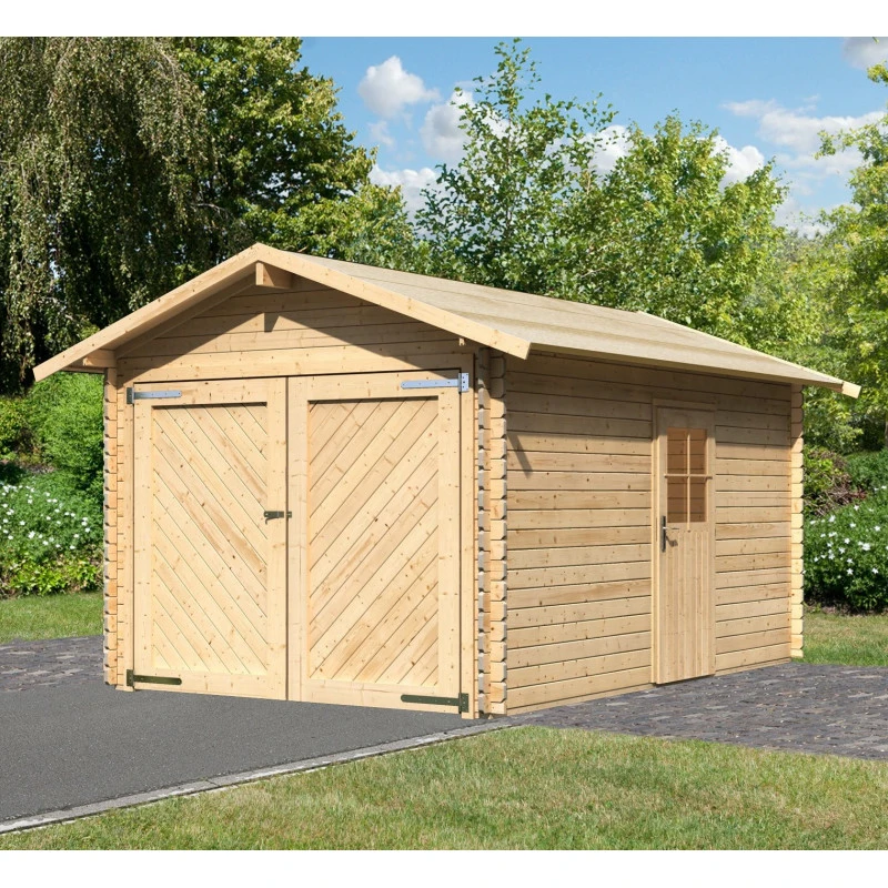 Garage En Bois Certifié 13,28m² – Madriers 28mm - Karibu 3 Garage En Bois Certifié 13,28m² – Madriers 28mm - Karibu