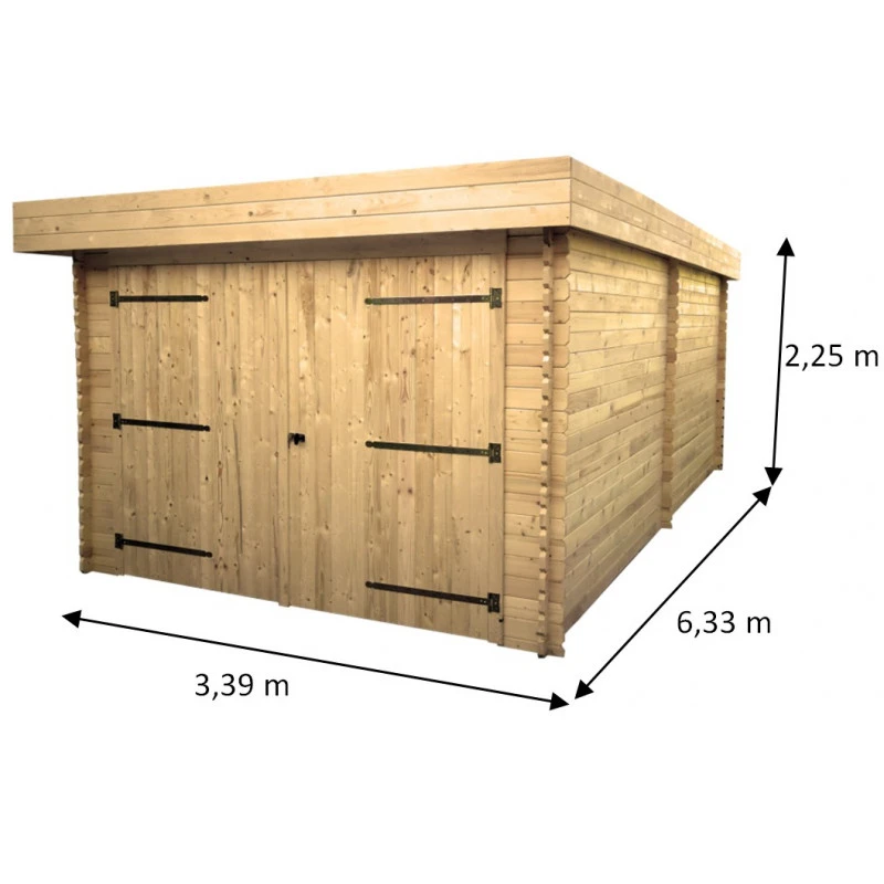Garage En Bois Massif 21,46m² – Madriers 28mm – Toiture En Bac Acier – Habrita 5 Garage En Bois Massif 21,46m² – Madriers 28mm – Toiture En Bac Acier – Habrita – Image 3