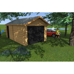 Garage En Bois Massif 24,23m² – Madriers 60mm – Habrita -Boutique De Jardin garage en bois massif 2423m madriers 60mm habrita 2