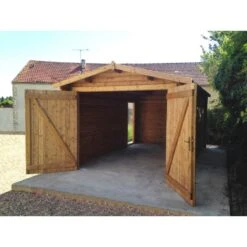 Garage En Bois Massif 40mm Traité Teinté Marron Gardy Shelter -Boutique De Jardin garage en bois massif 40mm traite teinte marron gardy shelter 3