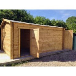Garage En Bois Massif 40mm Traité Teinté Marron Gardy Shelter -Boutique De Jardin garage en bois massif 40mm traite teinte marron gardy shelter 4