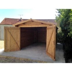 Garage En Bois Massif 40mm Traité Teinté Marron Gardy Shelter -Boutique De Jardin garage en bois massif 40mm traite teinte marron gardy shelter 5