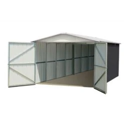 Garage Métal Anthracite 15,50m² + Kit D'ancrage Inclus - YARDMASTER