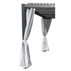 Kit De 2 Rideaux En Polyester Gris Perle Pour Pergola Miami - Couleurs Du Monde