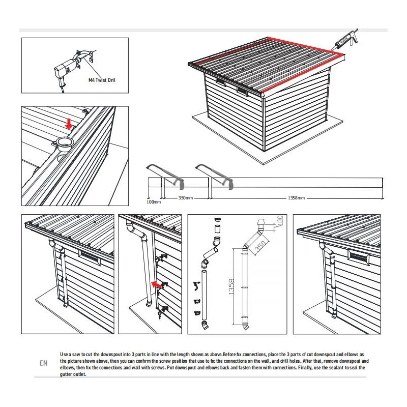 Kit Gouttières Anthracite - Pack Prêt à La Pose Pour Abri PREMIUM Woodlife Garden Monopente De Largeur 3m 4 Kit Gouttières Anthracite - Pack Prêt à La Pose Pour Abri PREMIUM Woodlife Garden Monopente De Largeur 3m – Image 2