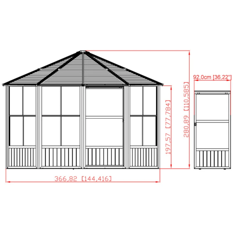 Pavillon Charlestone 384x384cm En Aluminium Et Acier Galvanisé - SOJAG 6 Pavillon Charlestone 384x384cm En Aluminium Et Acier Galvanisé - SOJAG – Image 4