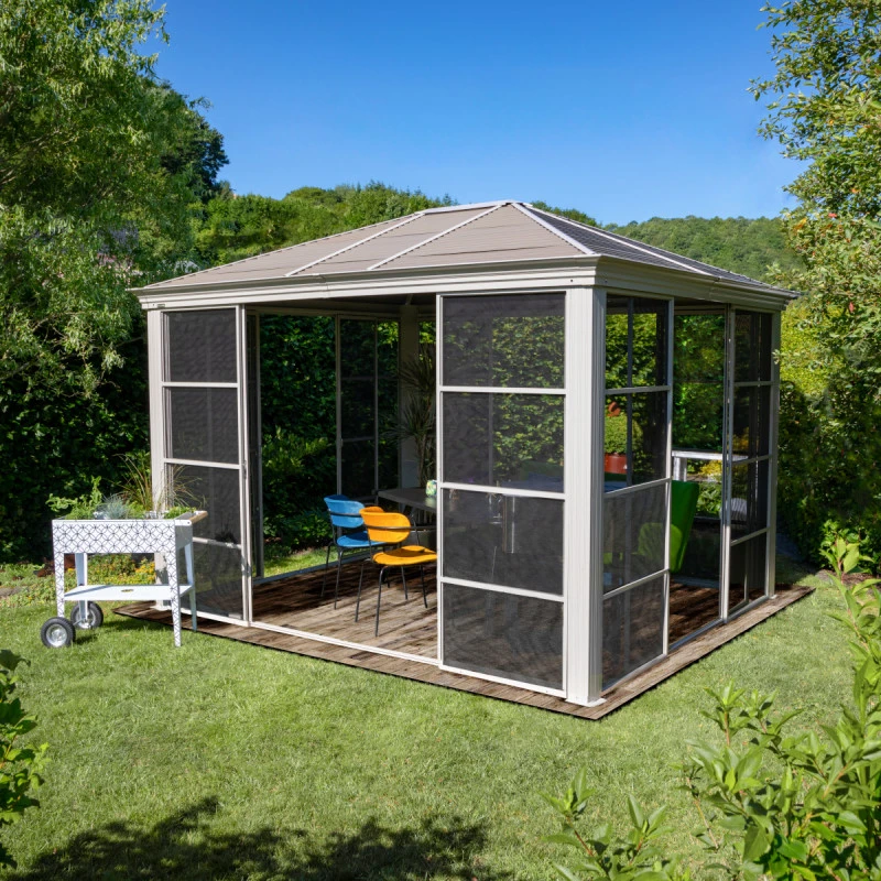 Pavillon Striano 362x427cm En Aluminium Et Acier Galvanisé Avec Moustiquaires - SOJAG 3 Pavillon Striano 362x427cm En Aluminium Et Acier Galvanisé Avec Moustiquaires - SOJAG