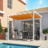 Pergola 100% Aluminium Coloris Blanc 12m² Avec Toile D'ombrage Rouille 140gr/m² HABRITA -Boutique De Jardin pergola 100 aluminium coloris blanc 12m avec toile d ombrage rouille 140grm habrita