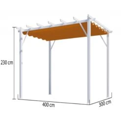 Pergola 100% Aluminium Coloris Blanc 12m² Avec Toile D'ombrage Rouille 140gr/m² HABRITA -Boutique De Jardin pergola 100 aluminium coloris blanc 12m avec toile d ombrage rouille 140grm habrita 2