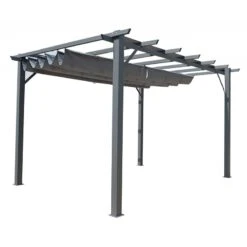 Pergola 100% Aluminium Gris Anthracite 12m² Avec Toile D'ombrage Gris 140gr/m² HABRITA 10 Pergola 100% Aluminium Gris Anthracite 12m² Avec Toile D'ombrage Gris 140gr/m² HABRITA -Boutique De Jardin pergola 100 aluminium gris anthracite 12m avec toile d ombrage gris 140grm habrita 2