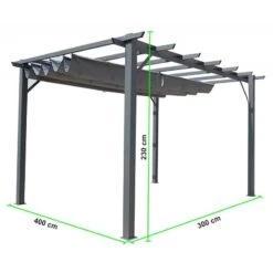 Pergola 100% Aluminium Gris Anthracite 12m² Avec Toile D'ombrage Gris 140gr/m² HABRITA 11 Pergola 100% Aluminium Gris Anthracite 12m² Avec Toile D'ombrage Gris 140gr/m² HABRITA -Boutique De Jardin pergola 100 aluminium gris anthracite 12m avec toile d ombrage gris 140grm habrita 3