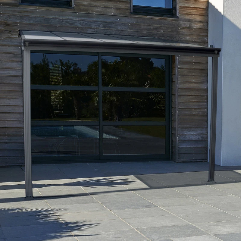 Pergola Adossée 300x300cm En Aluminium Noir Et Polycarbonate 4mm CIELO - DCB Garden 8 Pergola Adossée 300x300cm En Aluminium Noir Et Polycarbonate 4mm CIELO - DCB Garden – Image 6