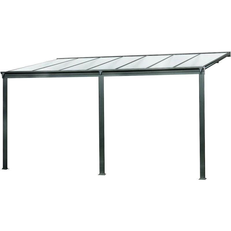 Pergola Adossée 435x300cm En Aluminium Noir Et Polycarbonate 4mm CIELO - DCB Garden 4 Pergola Adossée 435x300cm En Aluminium Noir Et Polycarbonate 4mm CIELO - DCB Garden – Image 2