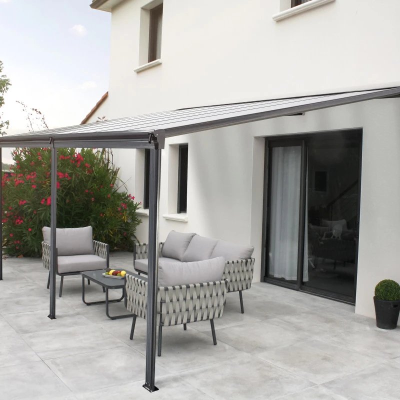 Pergola Adossée 435x300cm En Aluminium Noir Et Polycarbonate 4mm CIELO - DCB Garden 3 Pergola Adossée 435x300cm En Aluminium Noir Et Polycarbonate 4mm CIELO - DCB Garden