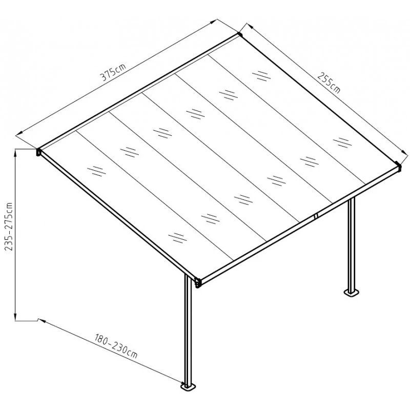 Pergola Adossée Ajustable - Toit De Terrasse En Alu 3,75x2,55m X-METAL 5 Pergola Adossée Ajustable - Toit De Terrasse En Alu 3,75x2,55m X-METAL – Image 3