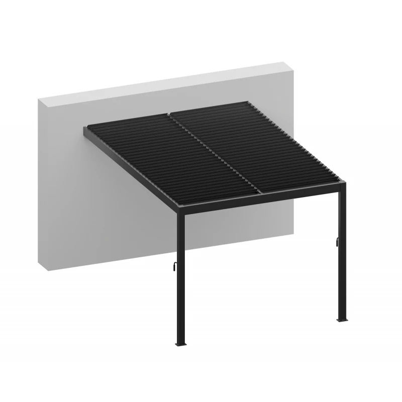 Pergola Adossée Bioclimatique En Aluminium Gris Anthracite 400x400cm Avec Lames Grises ODIN - GardenGate 3 Pergola Adossée Bioclimatique En Aluminium Gris Anthracite 400x400cm Avec Lames Grises ODIN - GardenGate