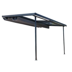 Pergola Adossée En Aluminium Thermolaqué Et Polycarbonate Gris Anthracite 360x300cm - ODESSA - Couleurs Du Monde -Boutique De Jardin pergola adossee en aluminium thermolaque et polycarbonate gris anthracite 360x300cm odessa couleurs du monde 2