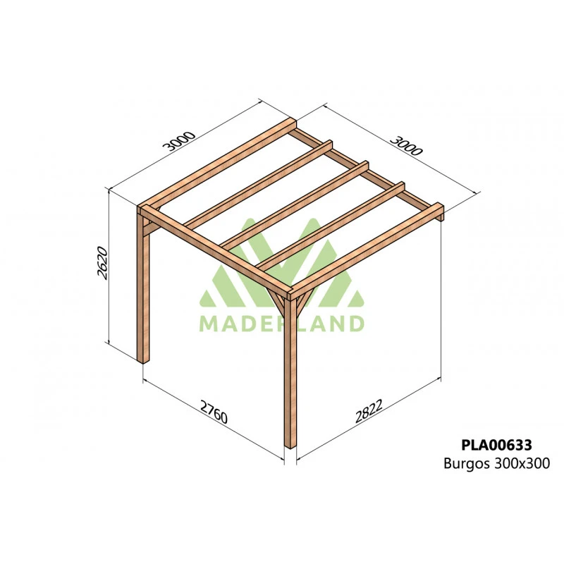 Pergola Adossée En Bois Lamellé-collé 300x300cm Burgos – Maderland 4 Pergola Adossée En Bois Lamellé-collé 300x300cm Burgos – Maderland – Image 2