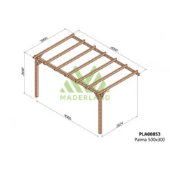 Pergola Adossée En Bois Lamellé-collé 500x300cm Palma – Maderland -Boutique De Jardin pergola adossee en bois lamelle colle 500x300cm palma maderland 1