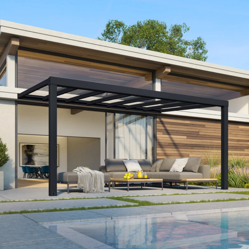 Pergola Adossée Stockholm 350x515cm Aluminium Gris Et Polycarbonate Avec Stores De Toit Rétractables – Palram - Canopia 5 Pergola Adossée Stockholm 350x515cm Aluminium Gris Et Polycarbonate Avec Stores De Toit Rétractables – Palram - Canopia – Image 3