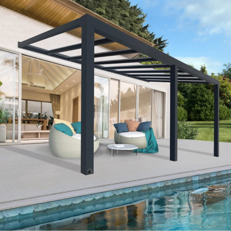 Pergola Adossée Stockholm 350x590cm Aluminium Gris Et Polycarbonate Avec Stores De Toit Rétractables – Palram - Canopia 4 Pergola Adossée Stockholm 350x590cm Aluminium Gris Et Polycarbonate Avec Stores De Toit Rétractables – Palram - Canopia – Image 2