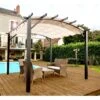Pergola Arche Aluminium/acier Gris Anthracite 11,22m² Avec Toit En Toile Polyester 140gr/m² écru HABRITA -Boutique De Jardin pergola arche aluminiumacier gris anthracite 1122m avec toit en toile polyester 140grm ecru habrita