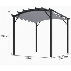 Pergola Arche Aluminium/acier Gris Anthracite 11,22m² Avec Toit En Toile Polyester 140gr/m² Gris HABRITA -Boutique De Jardin pergola arche aluminiumacier gris anthracite 1122m avec toit en toile polyester 140grm gris habrita 2