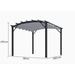Pergola Arche Aluminium/acier Gris Anthracite 11,22m² Avec Toit En Toile Polyester 280gr/m² Gris HABRITA -Boutique De Jardin pergola arche aluminiumacier gris anthracite 1122m avec toit en toile polyester 280grm gris habrita 2