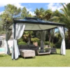 Pergola Autoportante 300x360cm En Aluminium Avec Rideaux Latéraux Et Toile De Toit - OPALE - Couleurs Du Monde