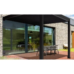 Boutique De Jardin -Boutique De Jardin pergola bioclimatique adossee en alu anthracite 3x3m ombrea 1