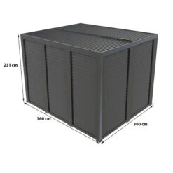 Pergola Bioclimatique Alu Anthracite 10,80m² Toit Avec Lames Ovales Alu + Ventelles Pour Les Côtés 3m Et 3,60m – HABRITA -Boutique De Jardin pergola bioclimatique alu anthracite 1080m toit avec lames ovales alu ventelles pour les cotes 3m et 360m habrita 2