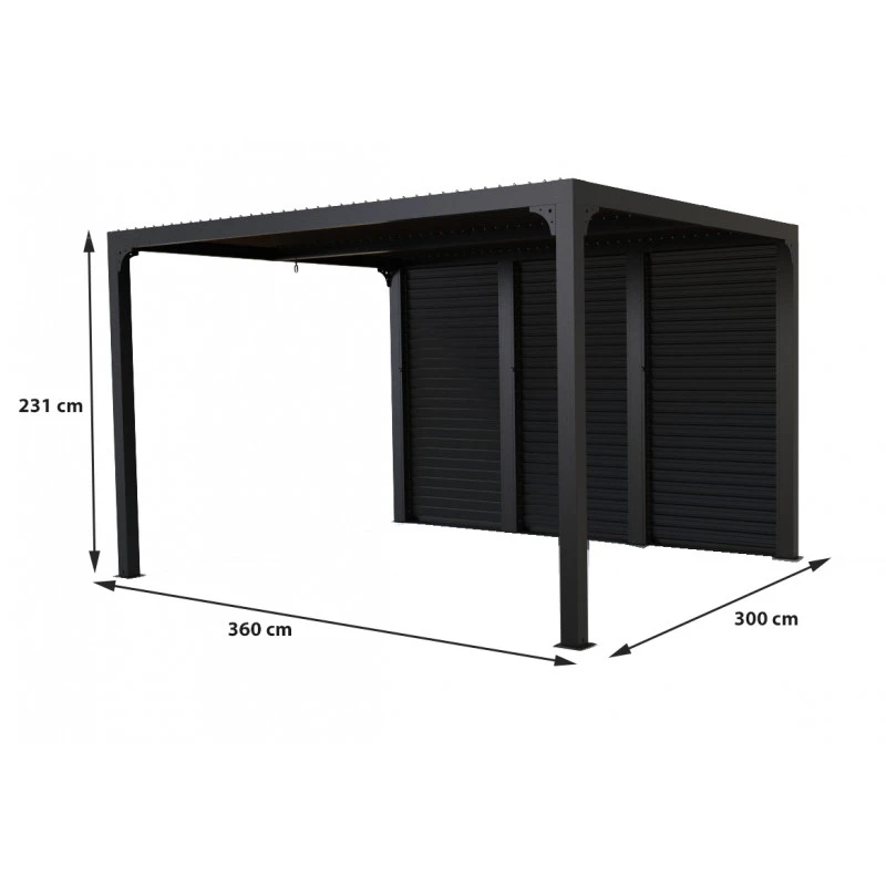 Pergola Bioclimatique Alu Anthracite 10,80m² Toit Avec Lames Ovales Aluminium + Ventelles Latérales Pour Côté 3,60m – HABRITA 5 Pergola Bioclimatique Alu Anthracite 10,80m² Toit Avec Lames Ovales Aluminium + Ventelles Latérales Pour Côté 3,60m – HABRITA – Image 3