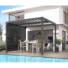 Pergola Bioclimatique Aluminium Anthracite 10,80m² Toit Avec Lames Ovales Aluminium + Rideau Gris Pour Côté 3m HABRITA -Boutique De Jardin pergola bioclimatique aluminium anthracite 1080m toit avec lames ovales aluminium rideau gris pour cote 3m habrita