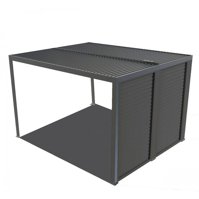 Pergola Bioclimatique Aluminium Anthracite 10,80m² Toit Avec Lames Ovales Aluminium + Ventelles Latérales Pour Côté 3m – HABRITA 5 Pergola Bioclimatique Aluminium Anthracite 10,80m² Toit Avec Lames Ovales Aluminium + Ventelles Latérales Pour Côté 3m – HABRITA – Image 3