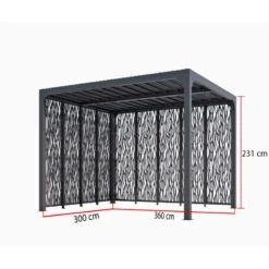 Pergola Bioclimatique Aluminium Anthracite 10,80m² Toit Lames Ovales + Panneaux Moucharabieh Gris Côté 3m+côté 3,60m HABRITA -Boutique De Jardin pergola bioclimatique aluminium anthracite 1080m toit lames ovales panneaux moucharabieh gris cote 3mcote 360m habrita 2