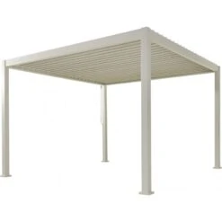 Pergola Bioclimatique Autoportante En Alu Blanc 3x3m Ombrea -Boutique De Jardin pergola bioclimatique autoportante en alu blanc 3x3m ombrea 4