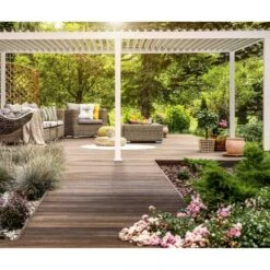 Pergola Bioclimatique Autoportante En Alu Blanc 3x6m Ombrea -Boutique De Jardin pergola bioclimatique autoportante en alu blanc 3x6m ombrea 3