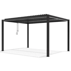 Pergola Bioclimatique Autoportante En Aluminium Anthracite 4x3m - X-METAL -Boutique De Jardin pergola bioclimatique autoportante en aluminium anthracite 4x3m x metal 2