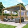 Pergola Bioclimatique Autoportante En Aluminium Aspect Bois 4x3m - X-METAL -Boutique De Jardin pergola bioclimatique autoportante en aluminium aspect bois 4x3m x metal