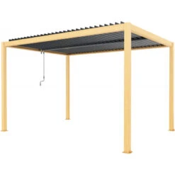Pergola Bioclimatique Autoportante En Aluminium Aspect Bois 4x3m - X-METAL -Boutique De Jardin pergola bioclimatique autoportante en aluminium aspect bois 4x3m x metal 5