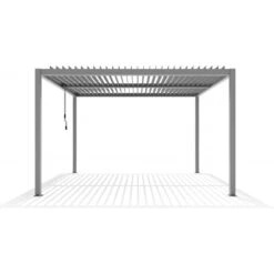 Pergola Bioclimatique Autoportante En Aluminium Gris Clair 4x4m - X-METAL -Boutique De Jardin pergola bioclimatique autoportante en aluminium gris clair 4x4m x metal 4