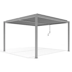 Pergola Bioclimatique Autoportante En Aluminium Gris Clair 4x4m - X-METAL -Boutique De Jardin pergola bioclimatique autoportante en aluminium gris clair 4x4m x metal 5