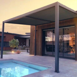 Pergola Bioclimatique En Aluminium Avec Lames Orientables Grises Anthracite TRAMONTO - DCB Garden -Boutique De Jardin pergola bioclimatique en aluminium avec lames orientables grises anthracite tramonto dcb garden 2