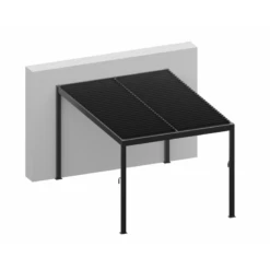 Pergola Bioclimatique En Aluminium Gris Anthracite 300x300cm Avec Lames Grises ODIN - GardenGate